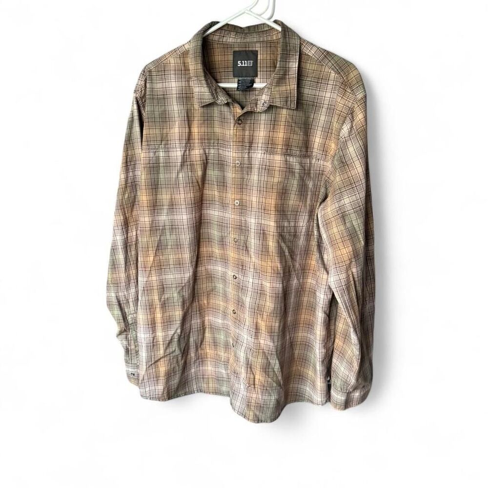 5.11 Tactical Plaid Button Up Shirt Mens XL Brown Long Sleeve Outdoor Workwear